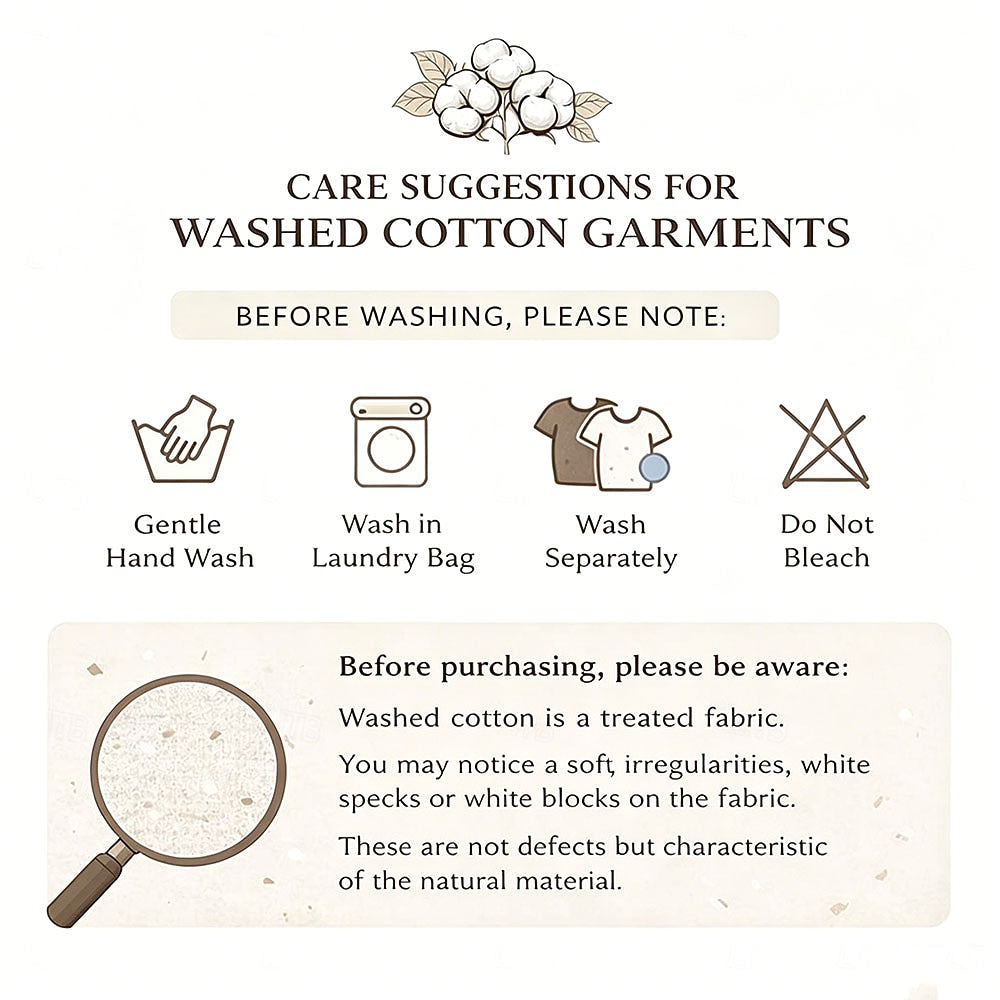 Care instructions and fabric details for a LoomBasics washed cotton Henley shirt.