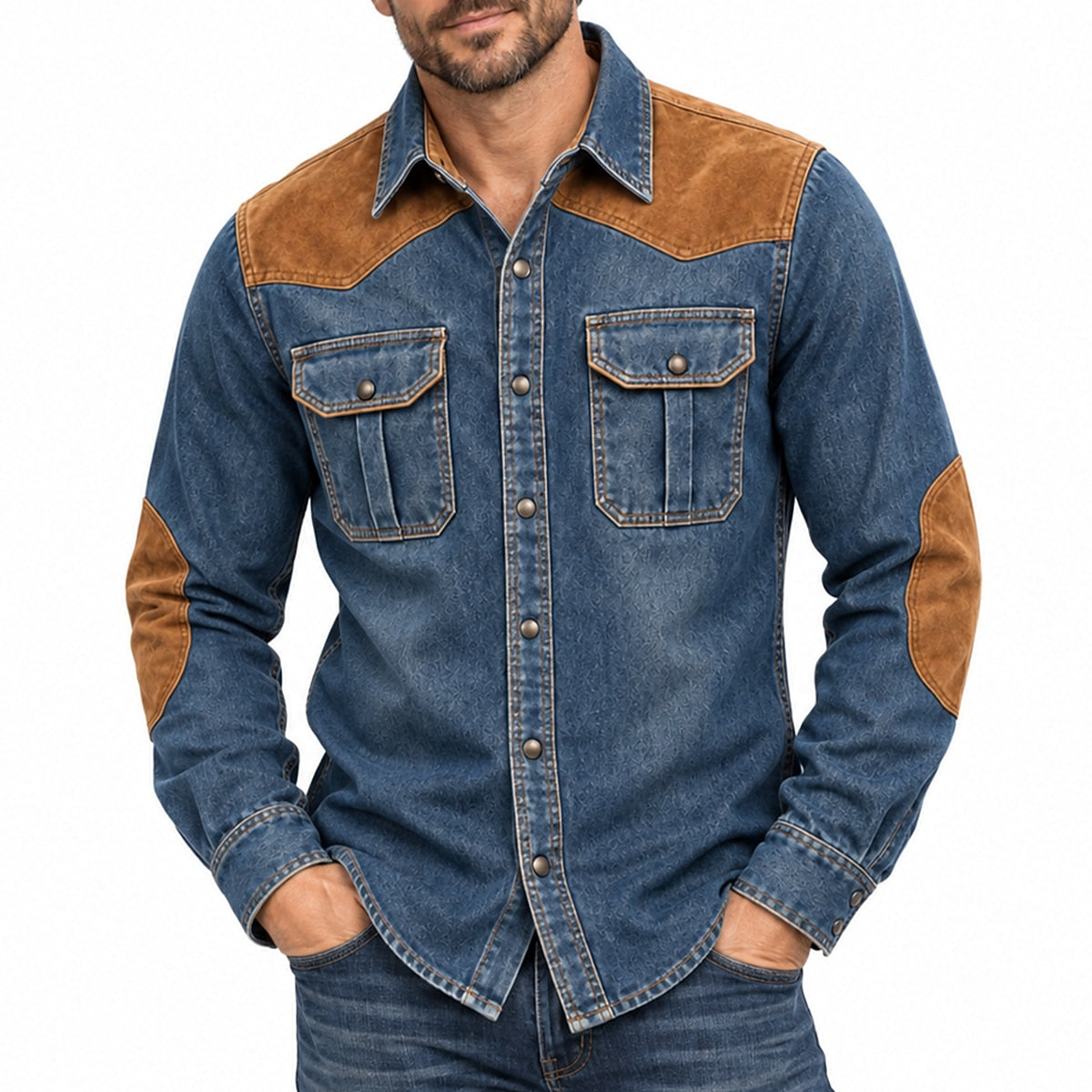 Vintage Washed Cotton Western Work Shirt