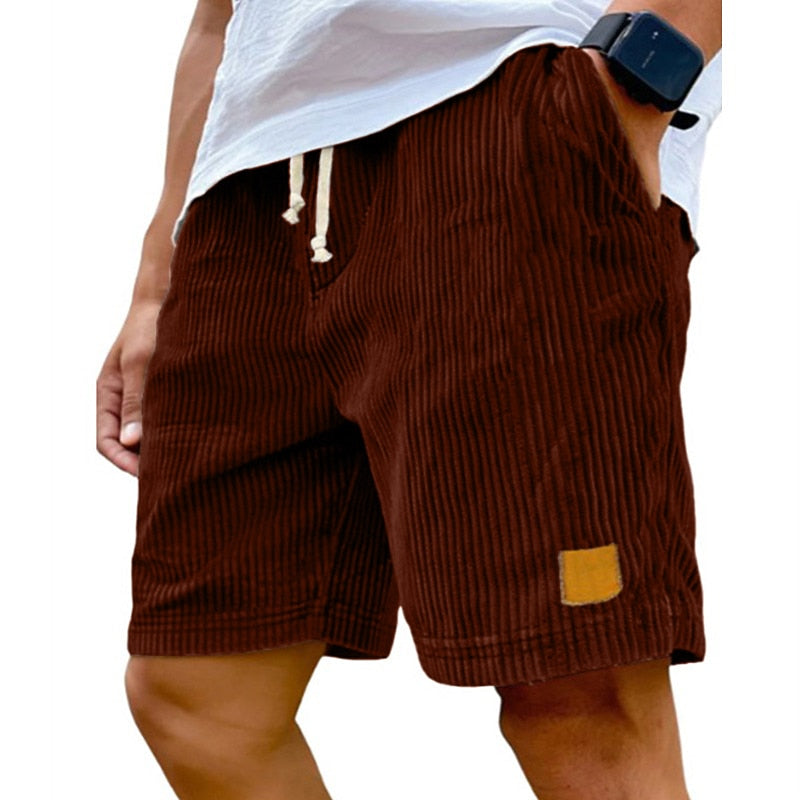Men's Comfort Corduroy Shorts-Casual Plain Knee Length