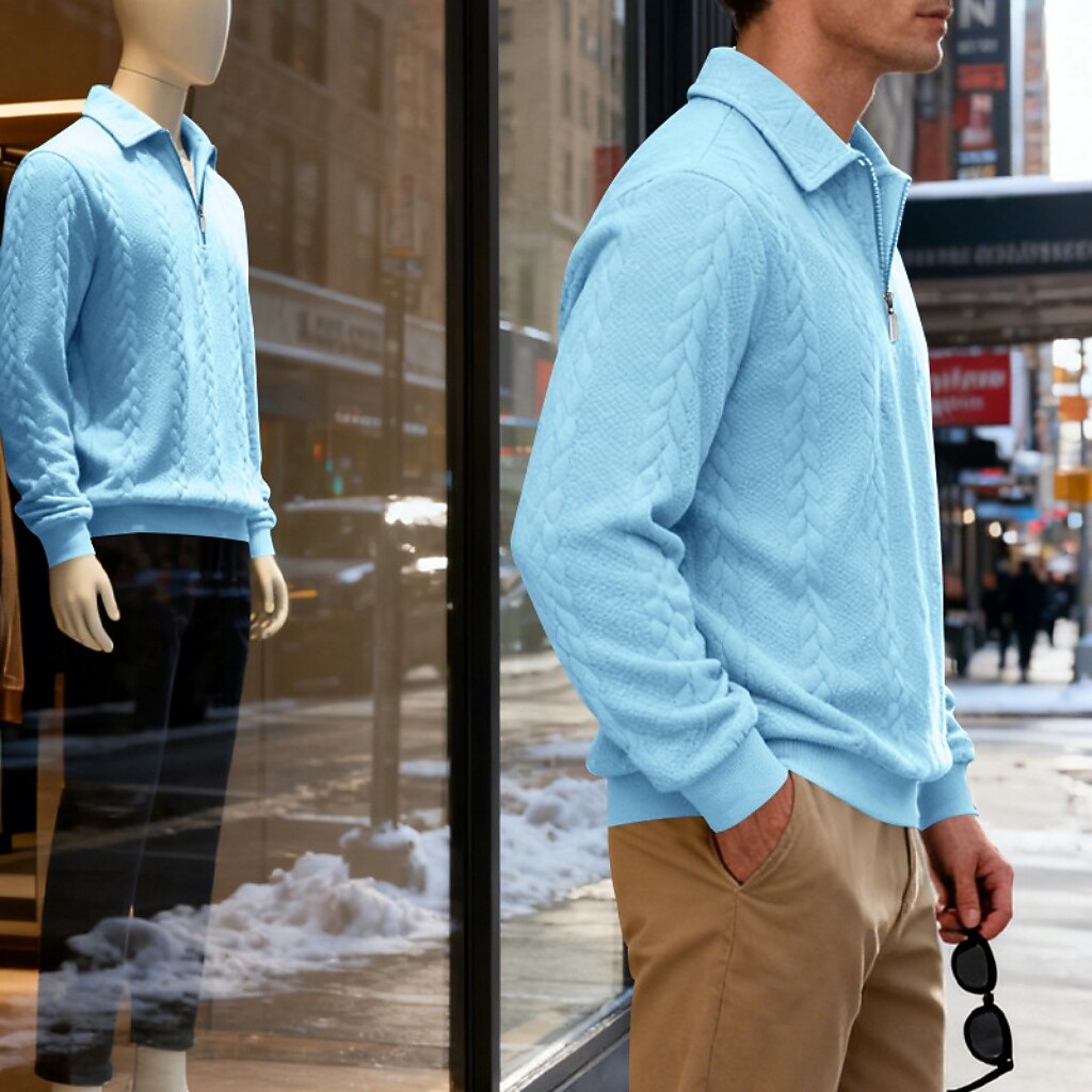 Men's Jacquard Soft Zipped Polo