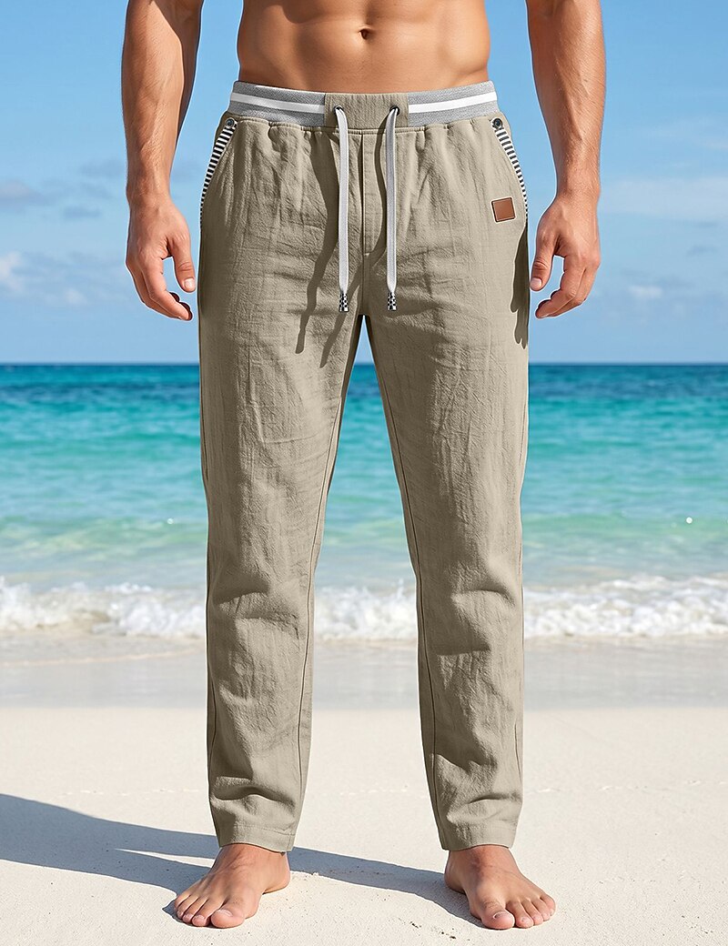 Lightweight Linen Pants With Elastic Waist