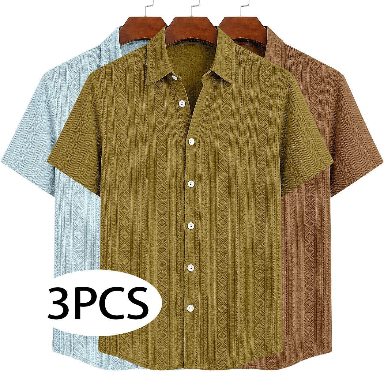3-Pack Men's Textured Jacquard Shirts