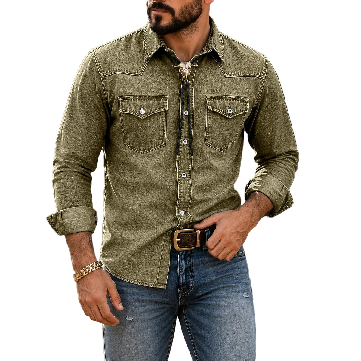 Vintage Washed Cotton Denim Shirt