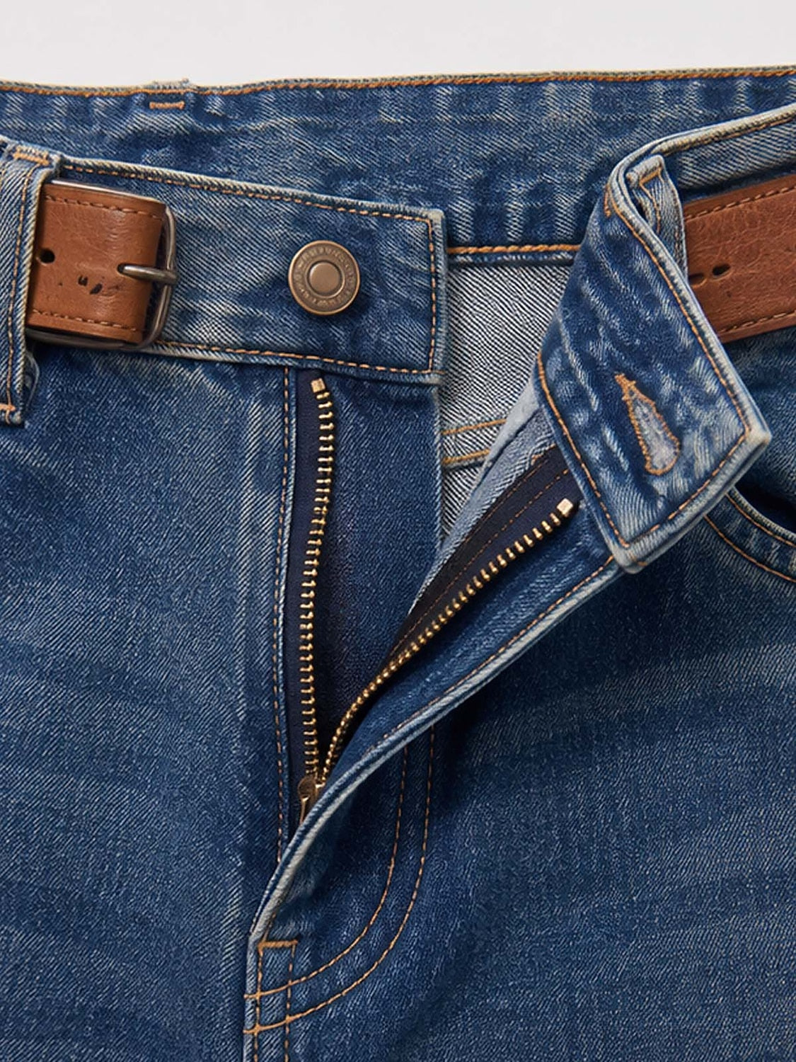 Broken-in Cotton Patchwork Denim Pants