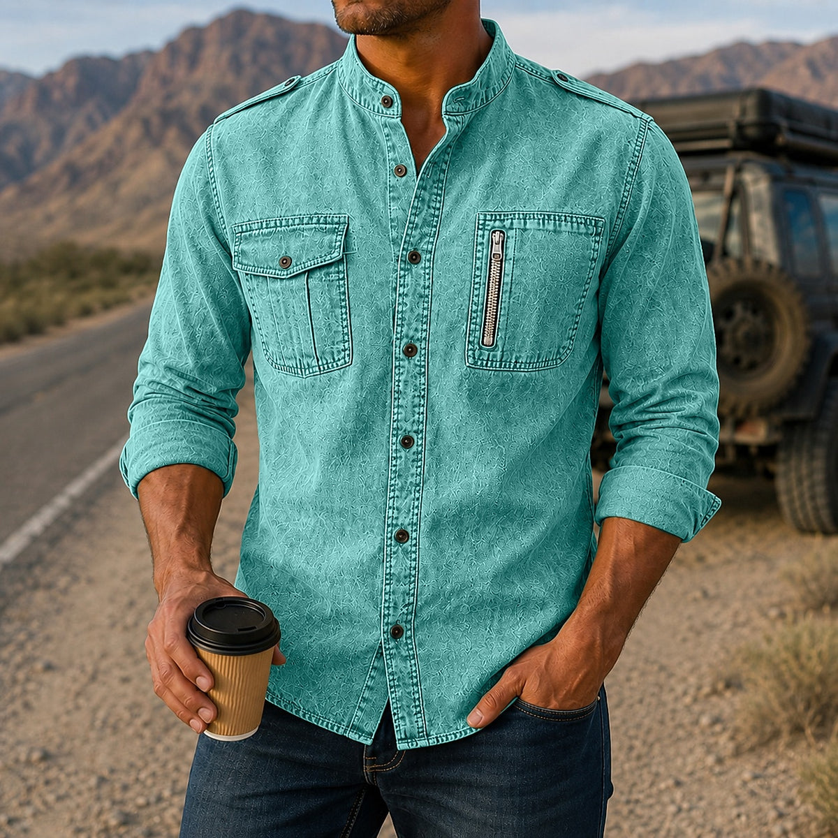Broken-In Comfort Washed Cotton Denim Shirt