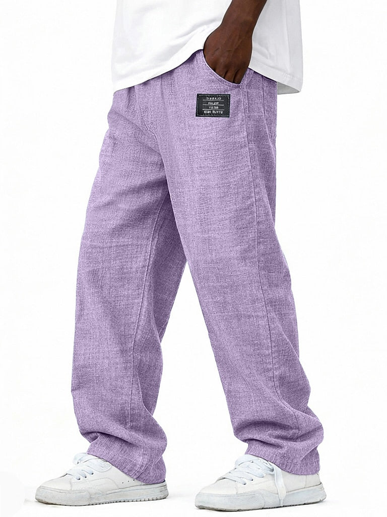Men's Summer Linen Pants -Elastic Drawstring Waist