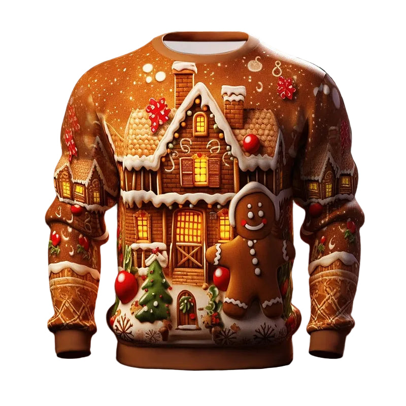 Men's Christmas Gingerbread Casual Graphic Sweatshirt