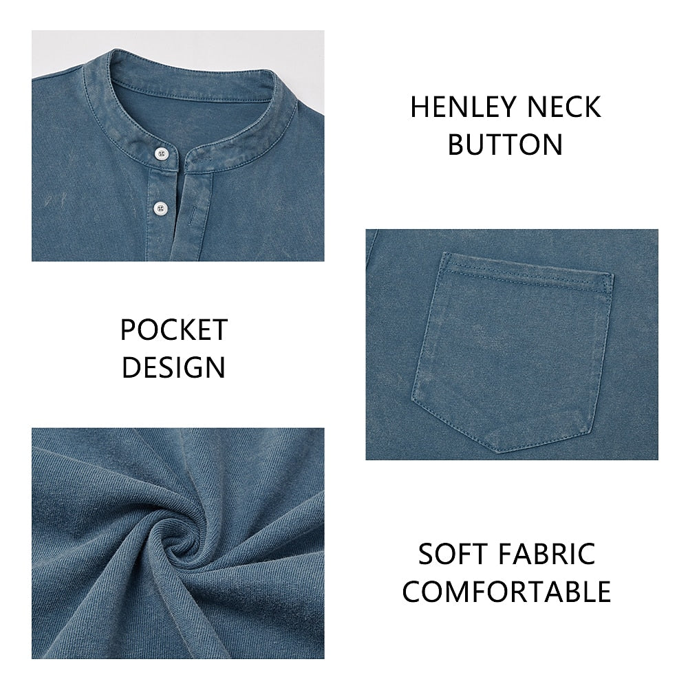 100% Cotton Washed Henley T-Shirt