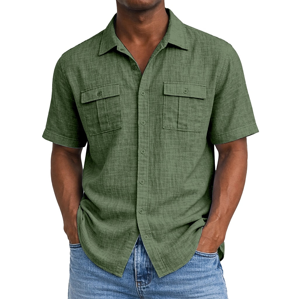 Men's Pocketed Linen Shirt