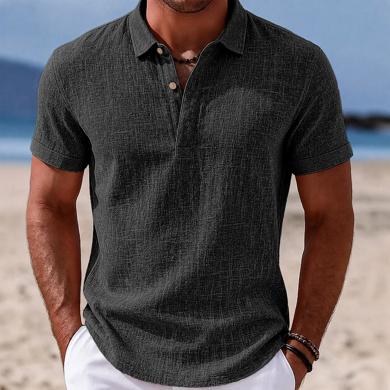 2-Pack Lightweight Linen Polo Shirts