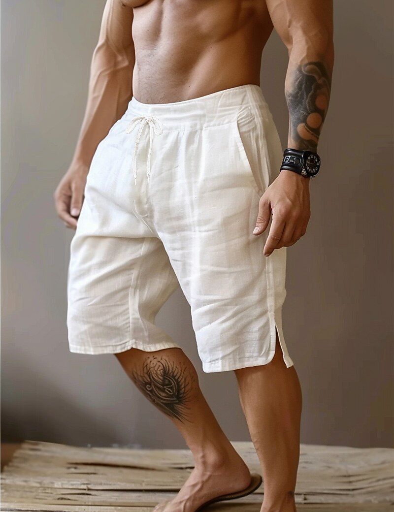 Drawstring Linen Shorts-Relaxed Fit for Beach & Vacation