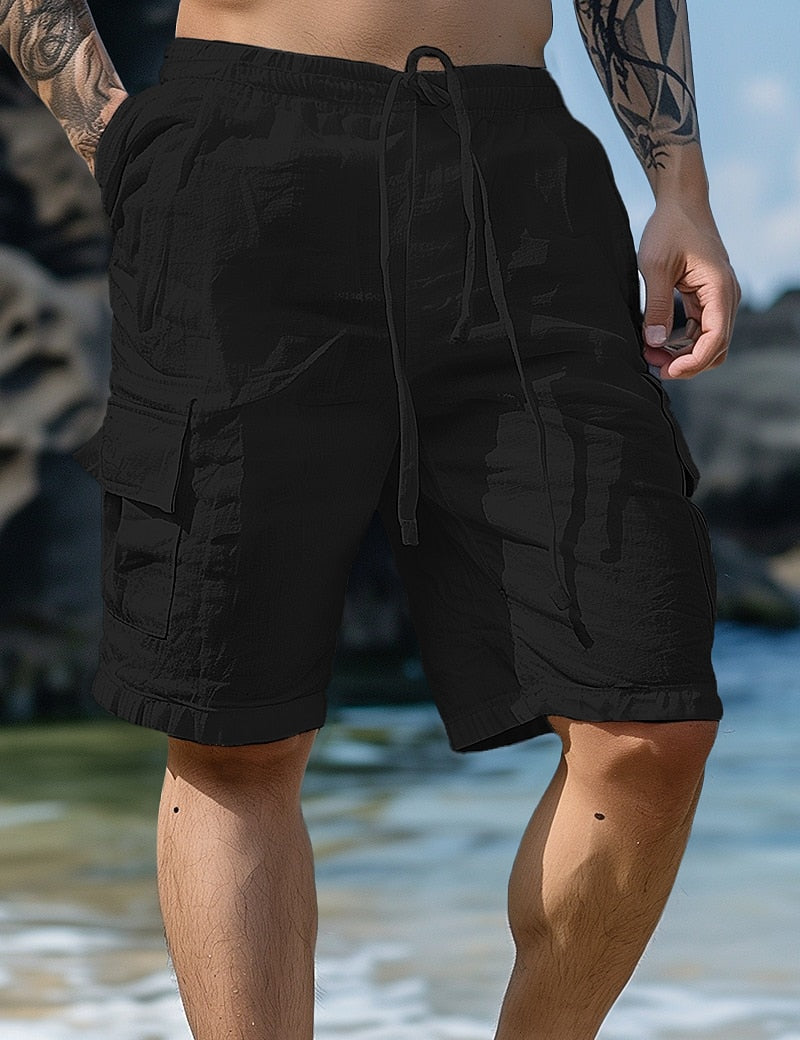 Men's Summer Linen Shorts-Multi-Pocket, Casual & Comfortable