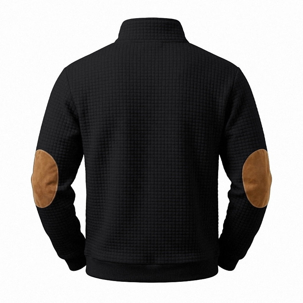Textured Waffle Quarter Zip Pocket Sweatshirt