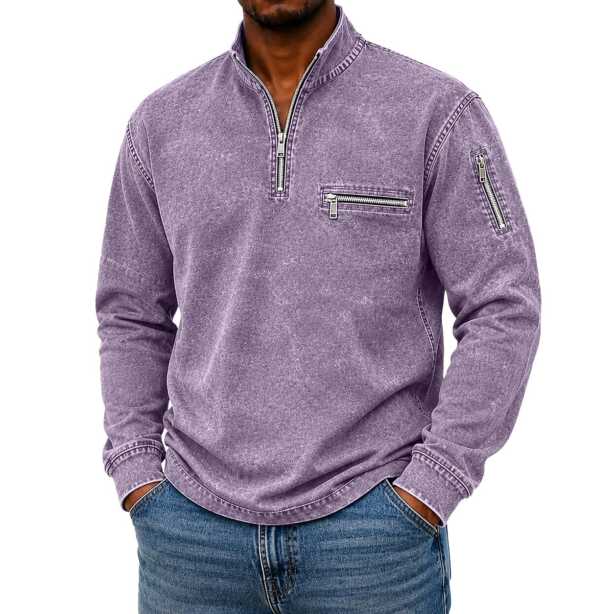 Vintage Washed Cotton Zipped Polo