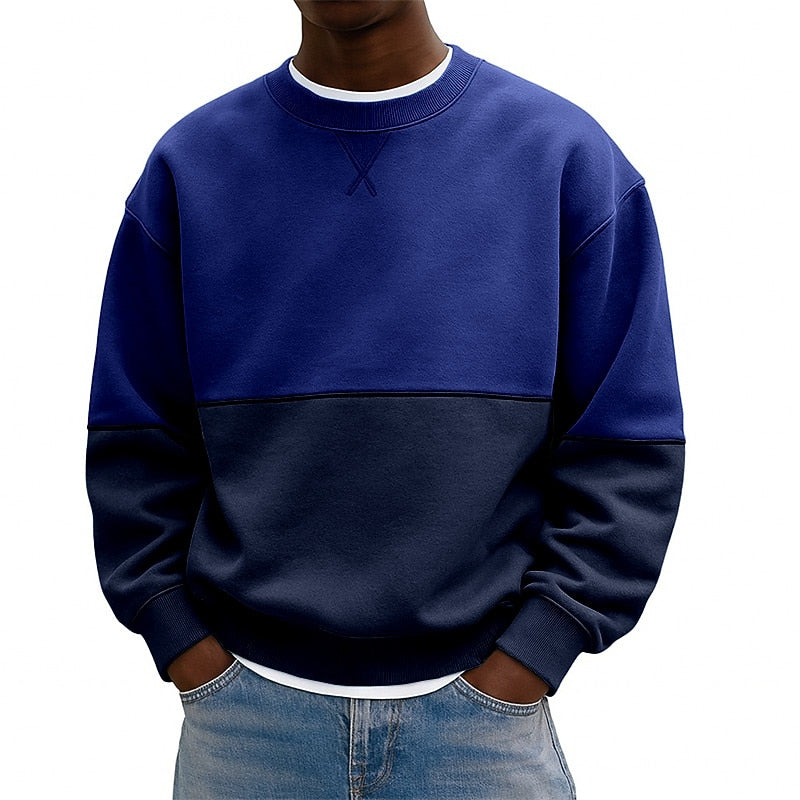 Colorblock Cotton Patchwork Sweatshirt