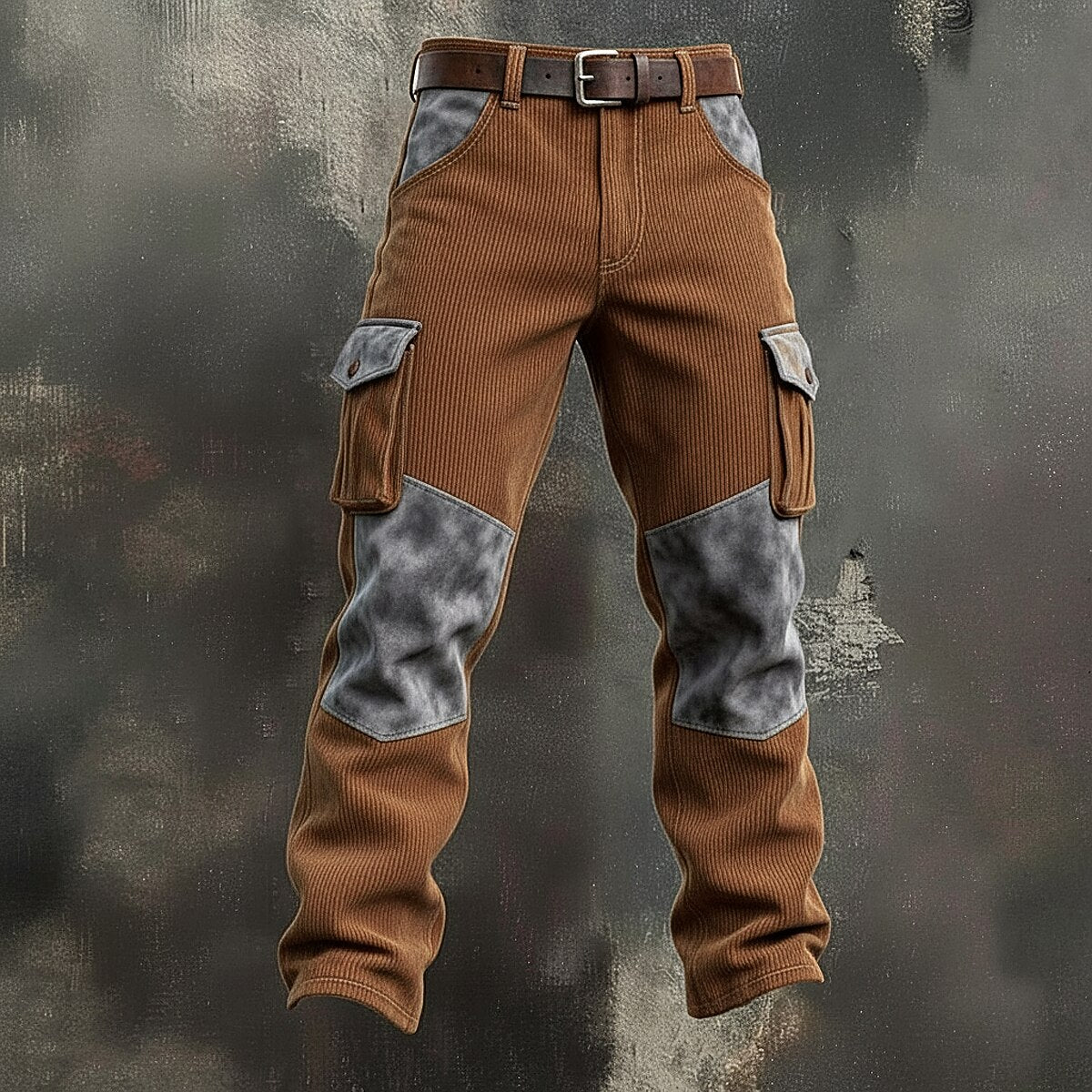 Colorblock Corduroy Patchwork Cargo Pants