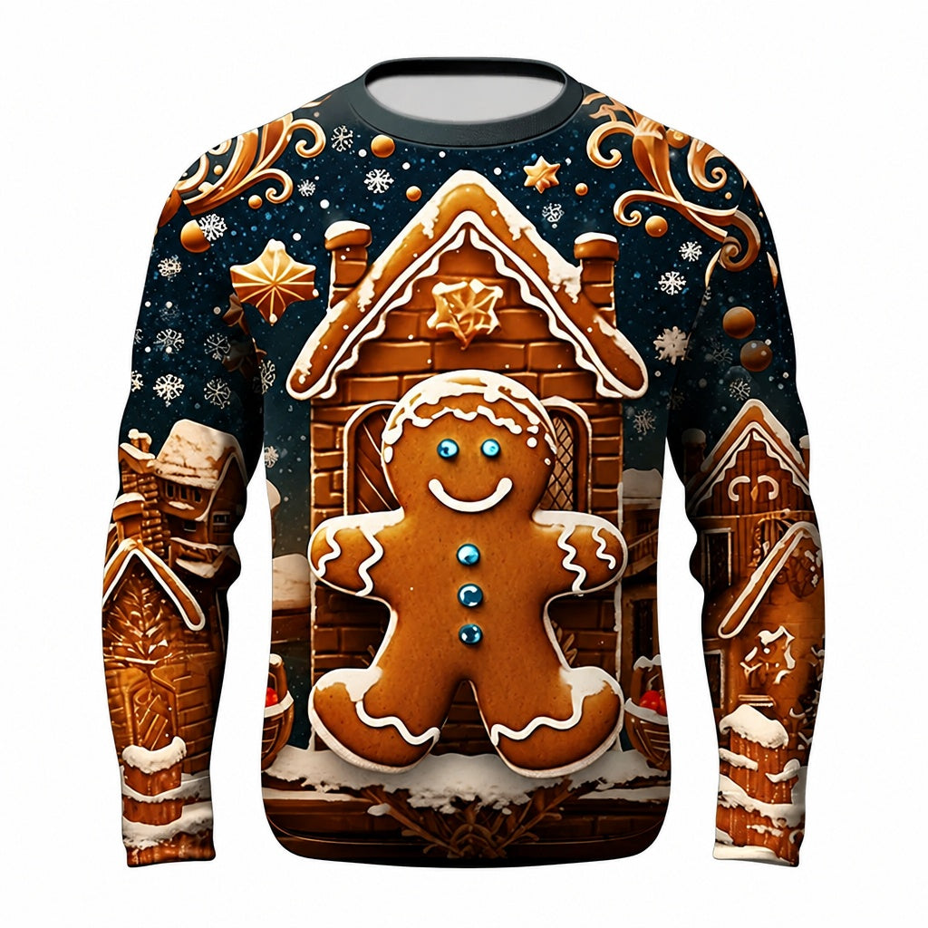 Men's Merry Christmas Gingerbread Man Long Sleeve Tee