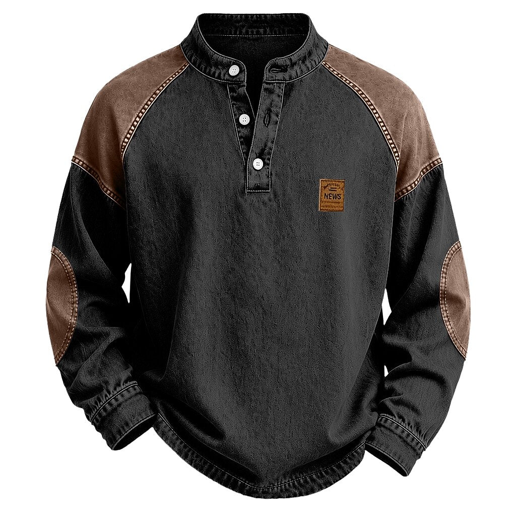 Colorblock Vintage 100% Cotton Henley Shirt