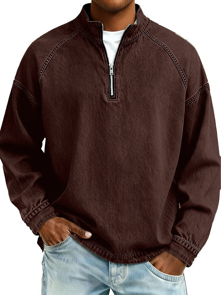 Vintage Zip Up 100% Cotton Henley Shirt