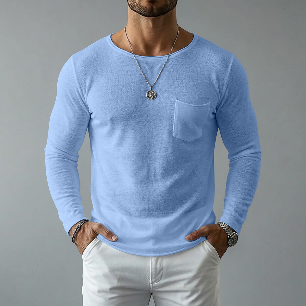 Men’s Relaxed Linen Texture Pocket Shirt