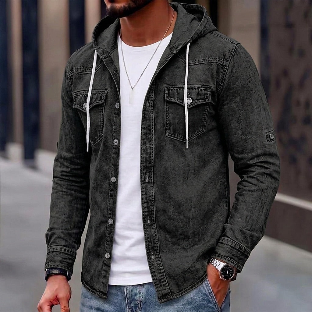 Vintage Washed Hooded Western Shirt