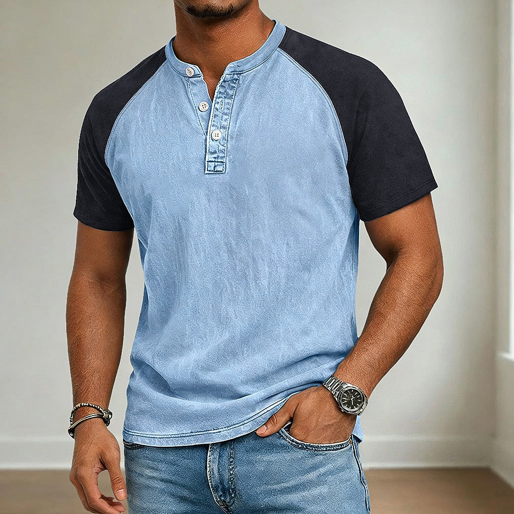 100% Cotton Casual Henley T-shirt