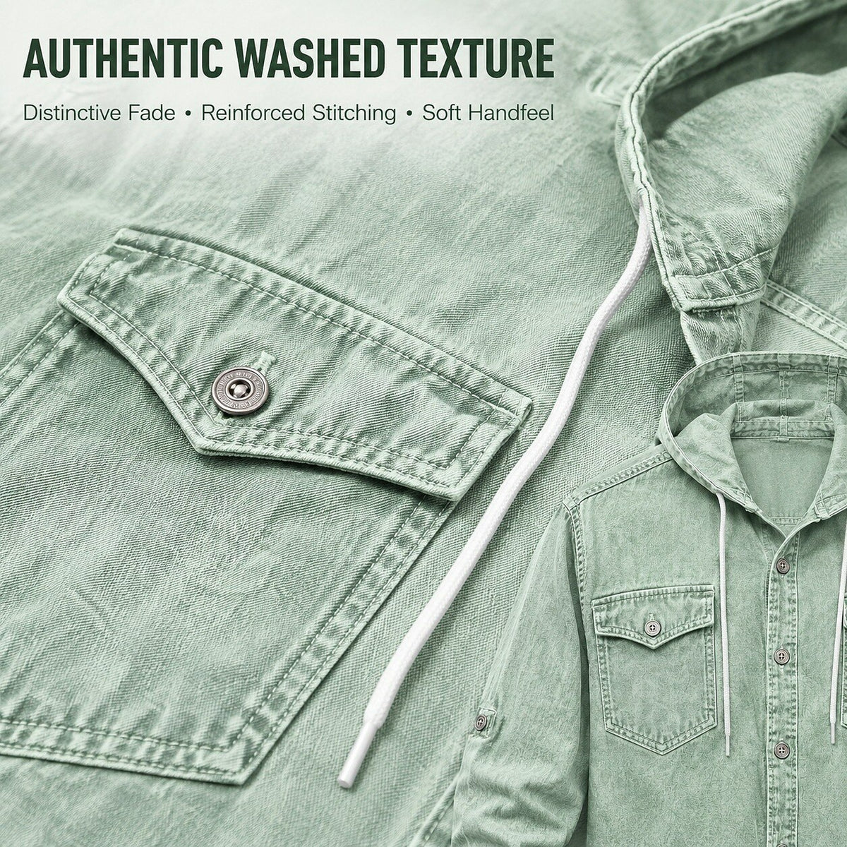 SoftFade Washed Hooded Denim Shirt