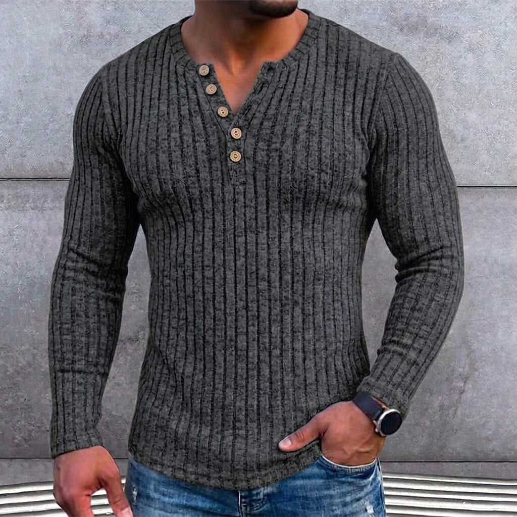 Vintage Ribbed Fleece Henley Shirt