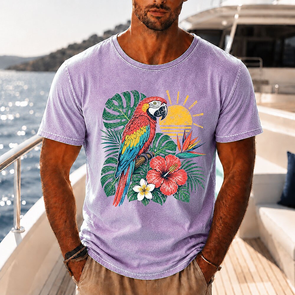 Broken-In 100% Cotton Floral Parrot Tee