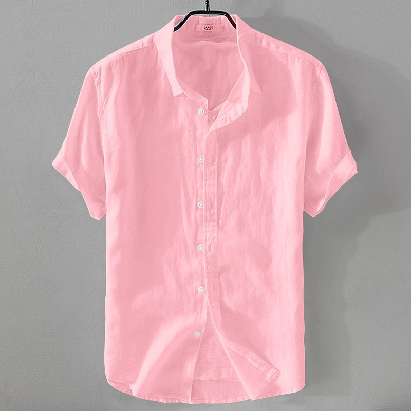 Men's Linen Summer Shirt - Casual Button-Up