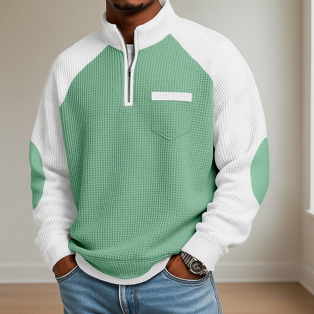 Patchwork Waffle Polo Shirts