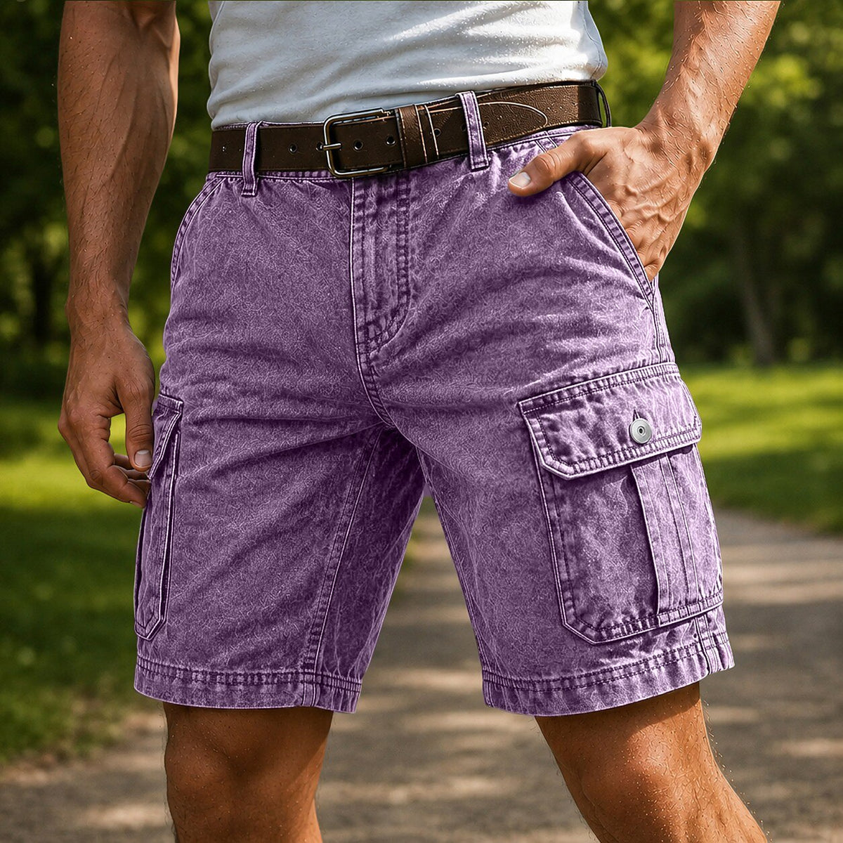 Vintage Washed Cotton Cargo Shorts