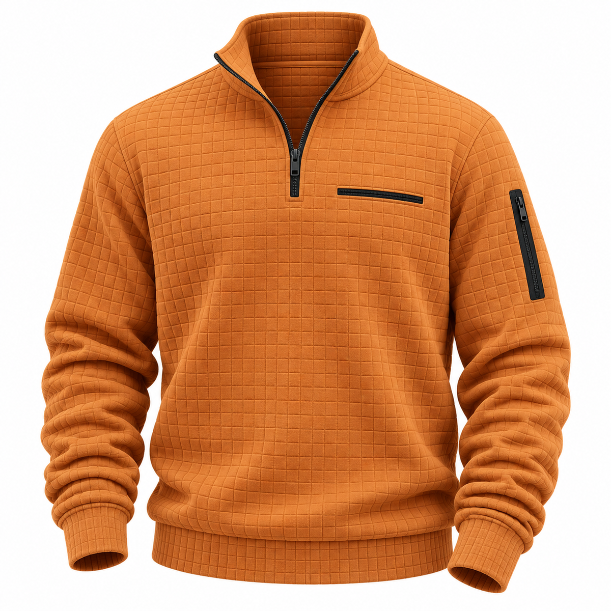 Quarter Zip Textured Waffle Polo