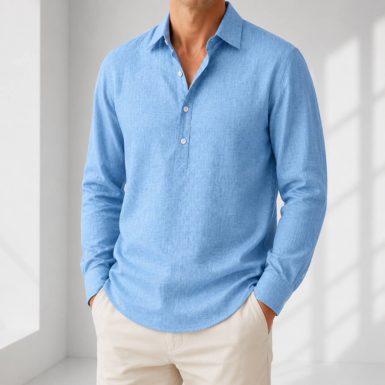 2-Pack Roll Up Or Down Sleeve Linen Popover Shirts