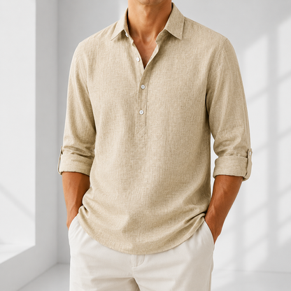 2-Pack Roll Up Or Down Sleeve Linen Popover Shirts