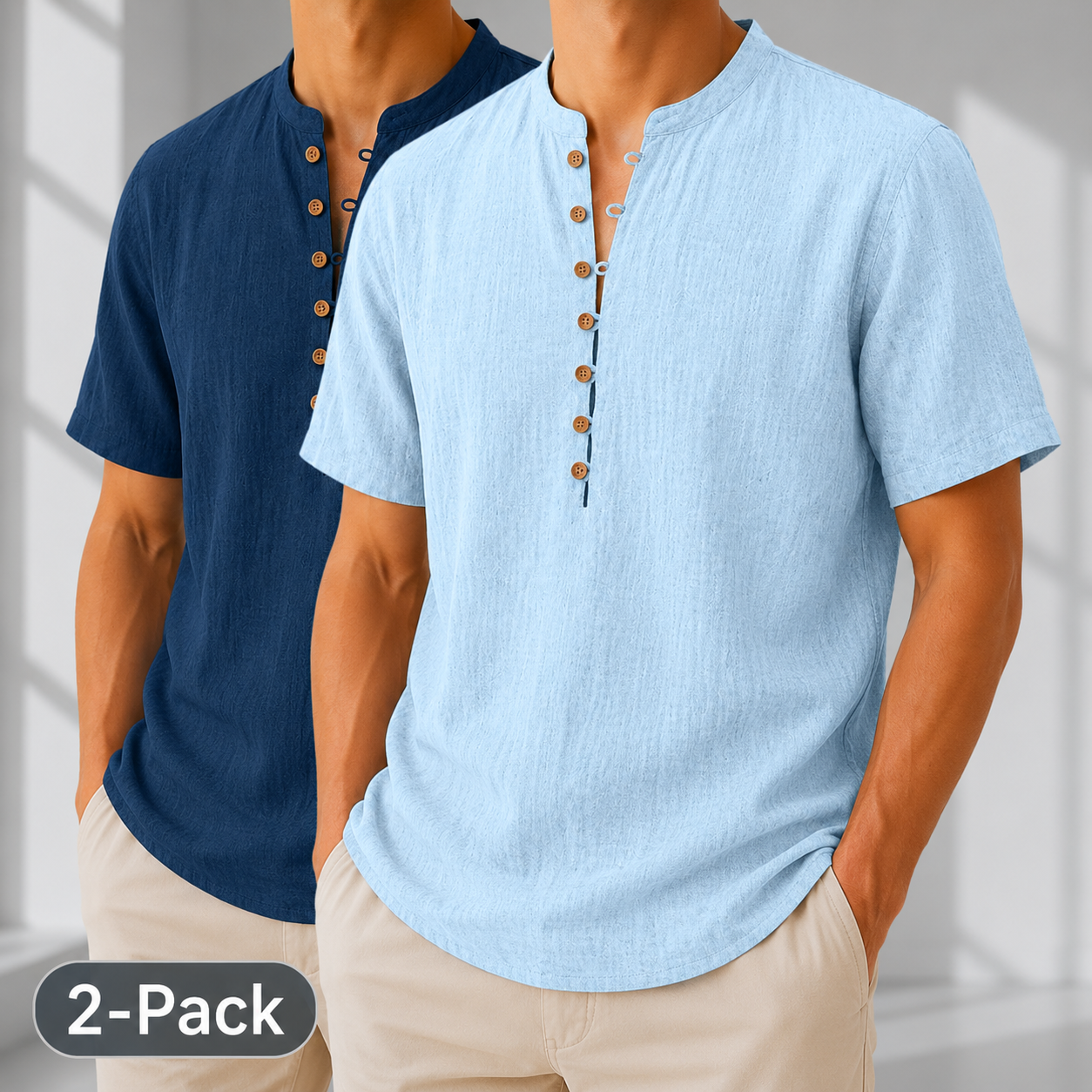 2-Pack Linen Popover Shirts
