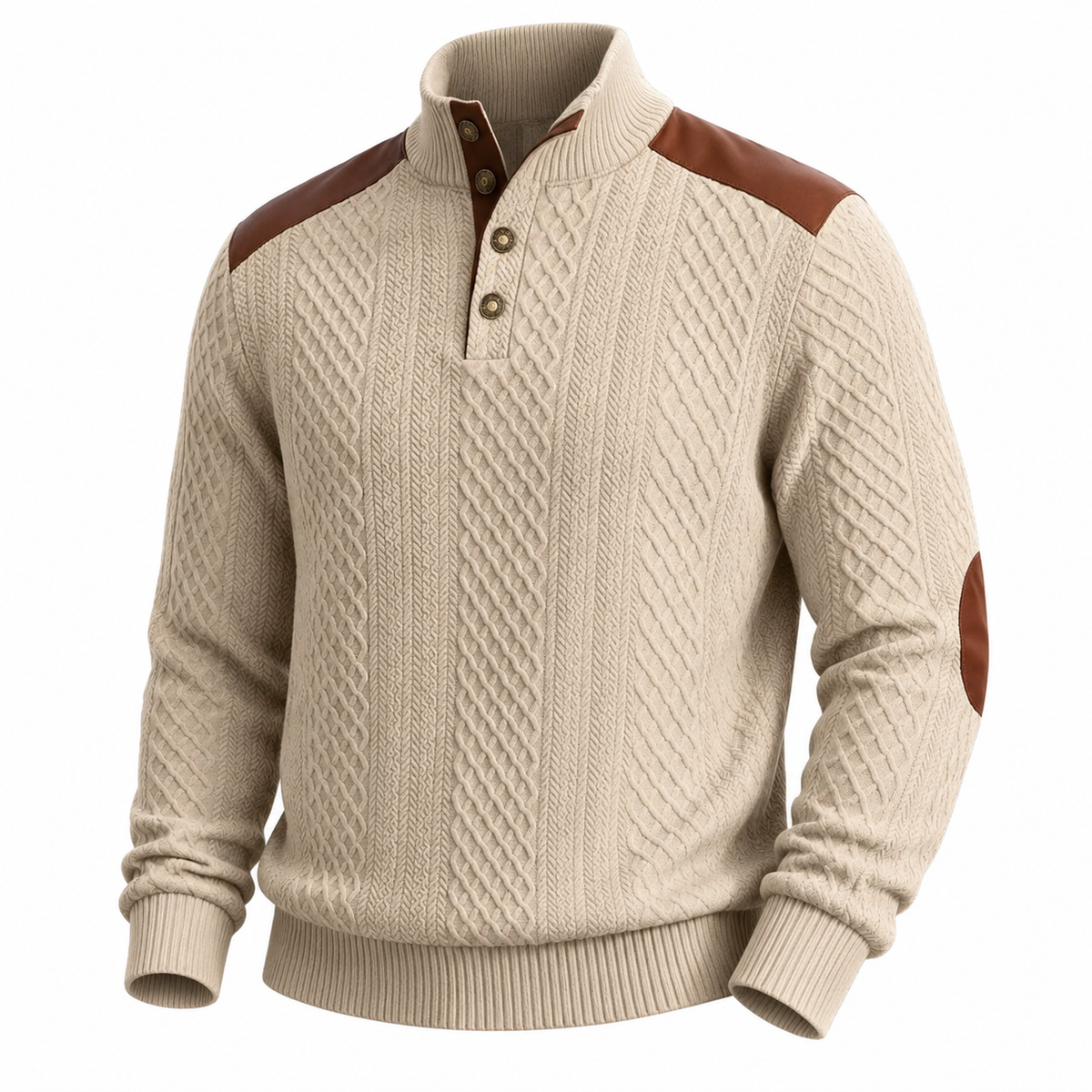 Patchwork Jacquard Textured Sweatshirt