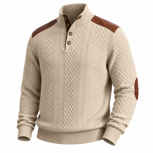 Patchwork Jacquard Textured Sweatshirt