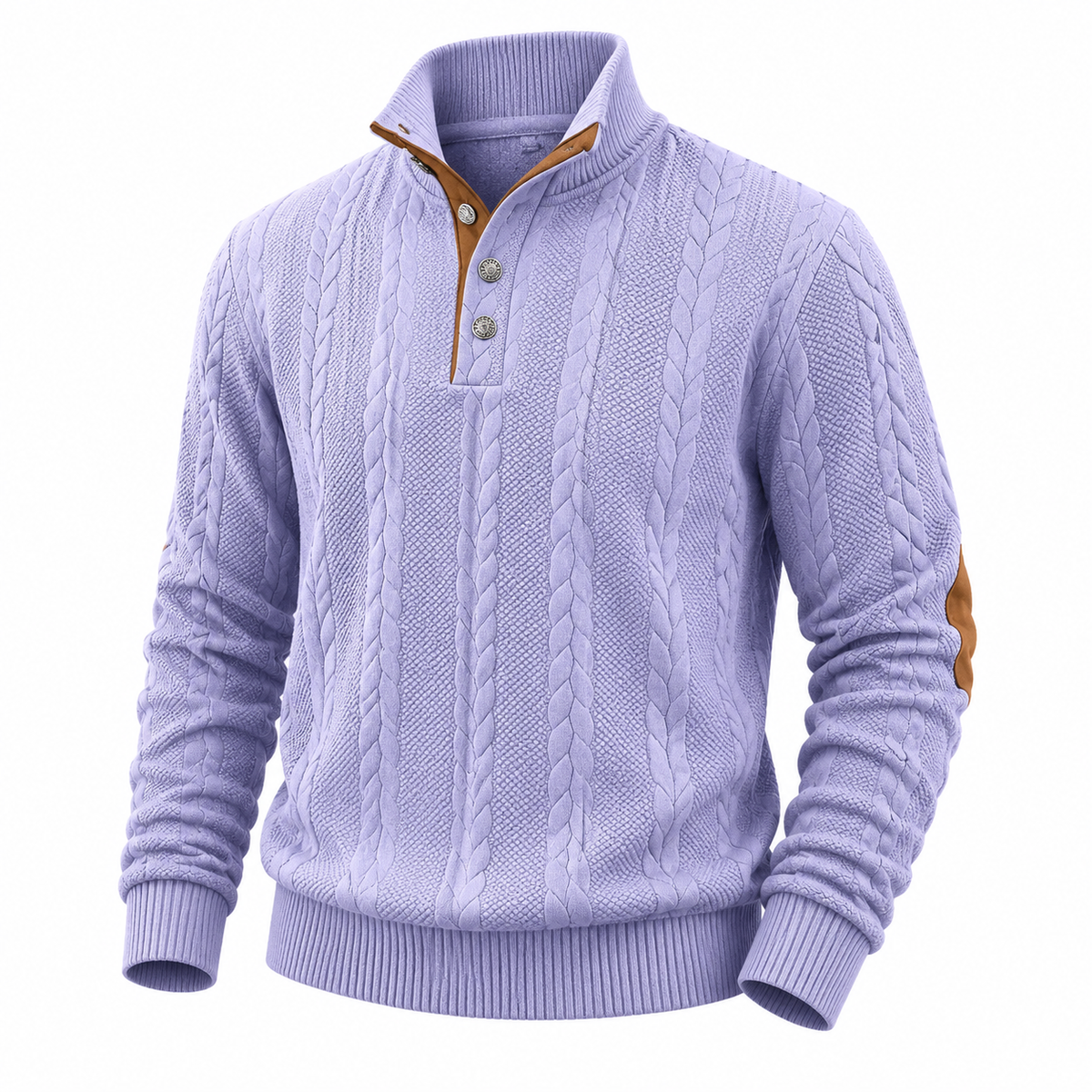 Jacquard Button Up Textured Sweatshirt