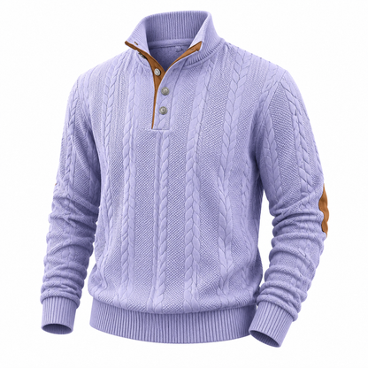Jacquard Button Up Textured Sweatshirt