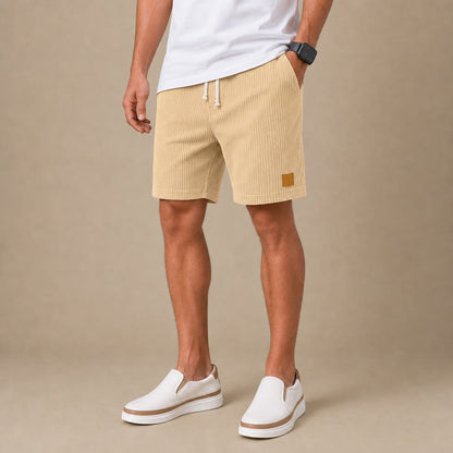 Men's Comfort Corduroy Shorts-Casual Plain Knee Length