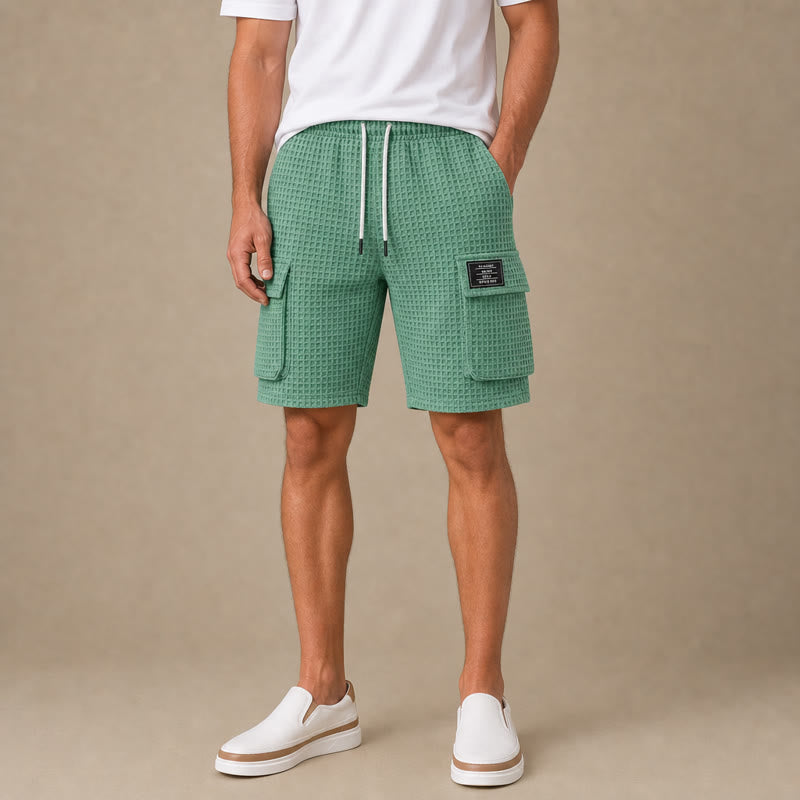 Men's Waffle Drawstring Cargo Shorts