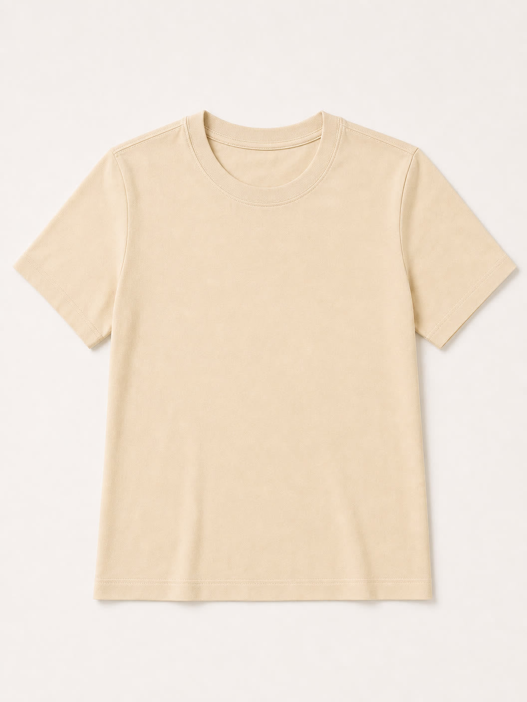 Beige 100% cotton crew neck short sleeve top by LoomBasics