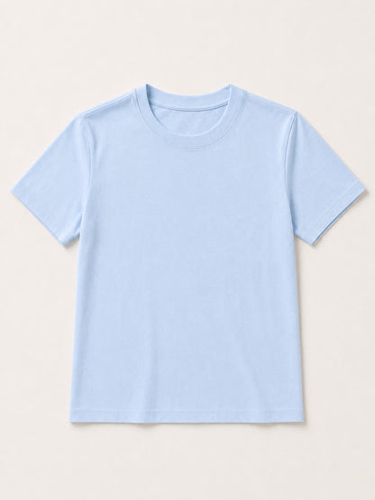 LoomBasics light blue 100% cotton crew neck short sleeve top