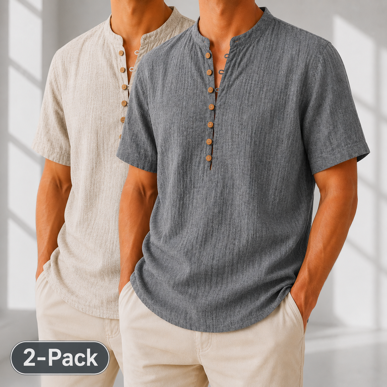 2-Pack Linen Popover Shirts