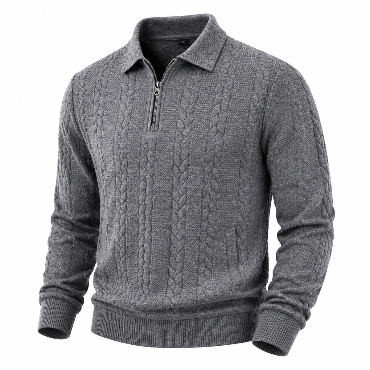 Soft Textured Jacquard Quarter Zip Polo