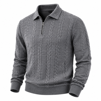 Soft Textured Jacquard Quarter Zip Polo