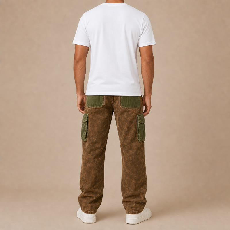Pocketed Corduroy Cargo  Pants