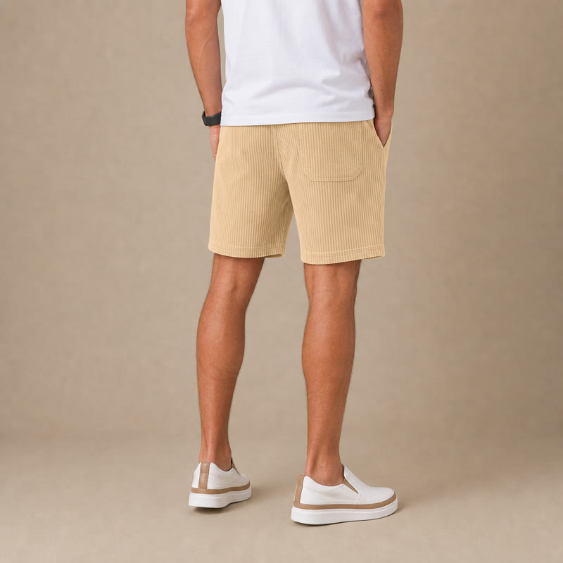 Men's Comfort Corduroy Shorts-Casual Plain Knee Length