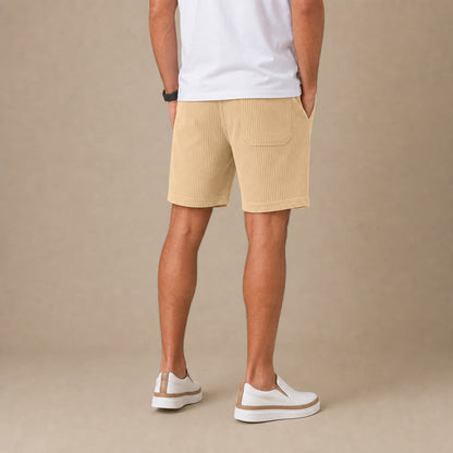 Men's Comfort Corduroy Shorts-Casual Plain Knee Length